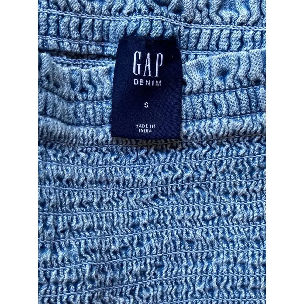 Gap Sz S Girls Denim Romper Sweet Smocked Puff Sleeves Adorable